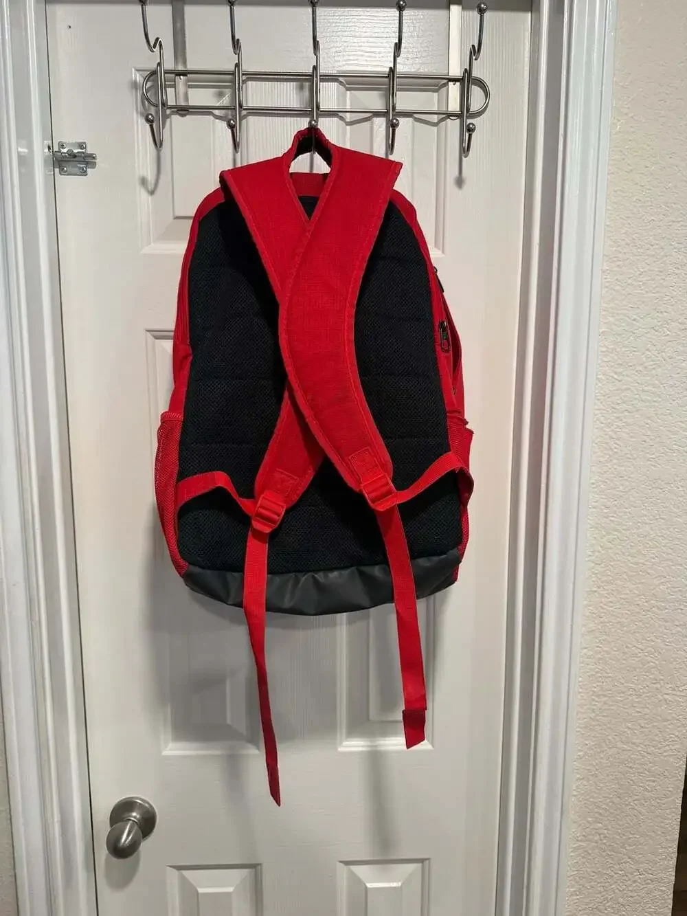 Nike Backpack Red Black White Swoosh Large Athletic School Sports Travel Bag